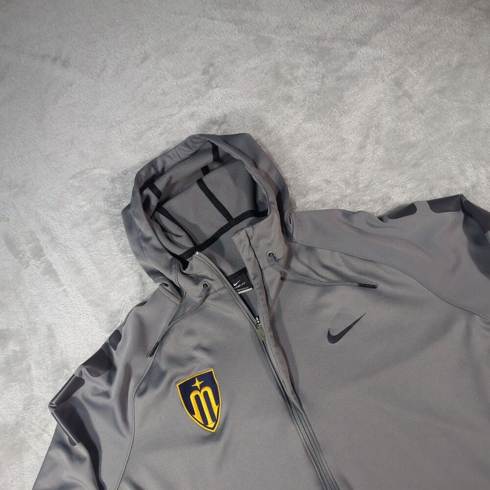Nike Elite Mens 2XL Marina High School ThermaFIT Full Zip Basketball Hoodie Grey